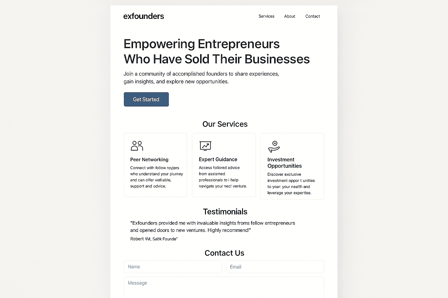 exfounders.com website mockup